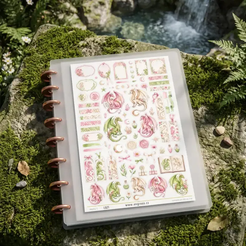Magické samolepky Draci – Akvarelová sada pro diář, deník, bullet i scrapbooking.