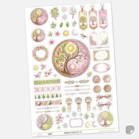 Samolepky do diáře Jin Jang Strom života – Journaling kit.