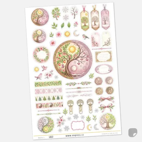 Samolepky do diáře Jin Jang Strom života – Journaling kit.