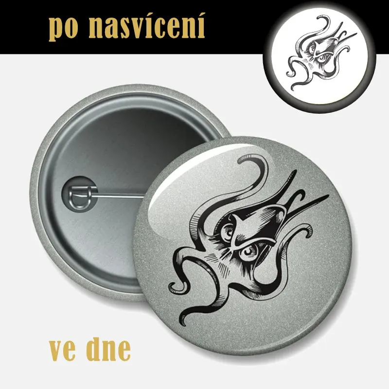Reflexní odznak Krakatice 44 mm – bezpečnostní placka na batoh.