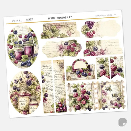Junk journal samolepky Ostružiny - výřezy.