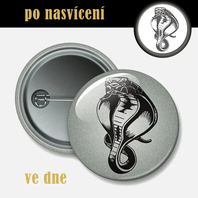 Reflexní odznak Kobra 44 mm – bezpečnostní placka na batoh.
