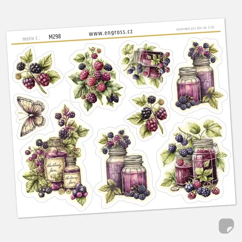 Vintage nálepky do diáře, na junk journal - Ostružiny.