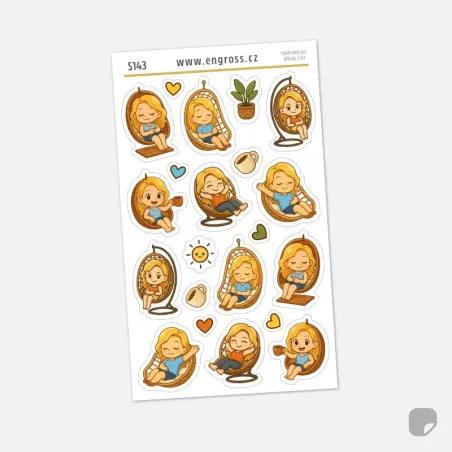 Samolepky letní pohody v proutěném křesle.