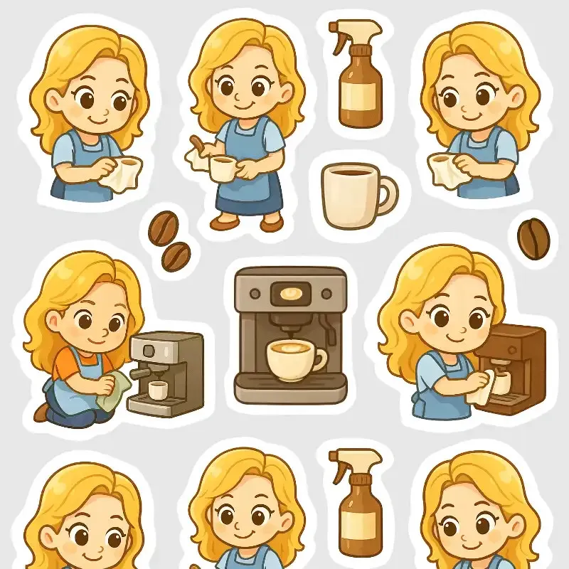 Samolepky do diáře - čištění kávovaru.