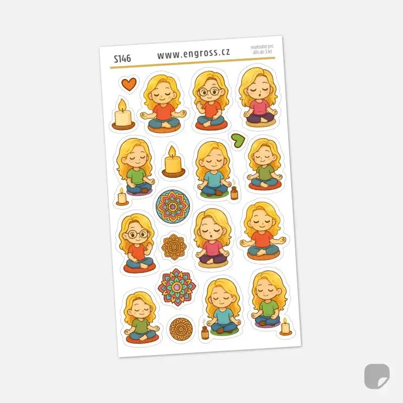 Plánovací samolepky Blondýnka medituje.