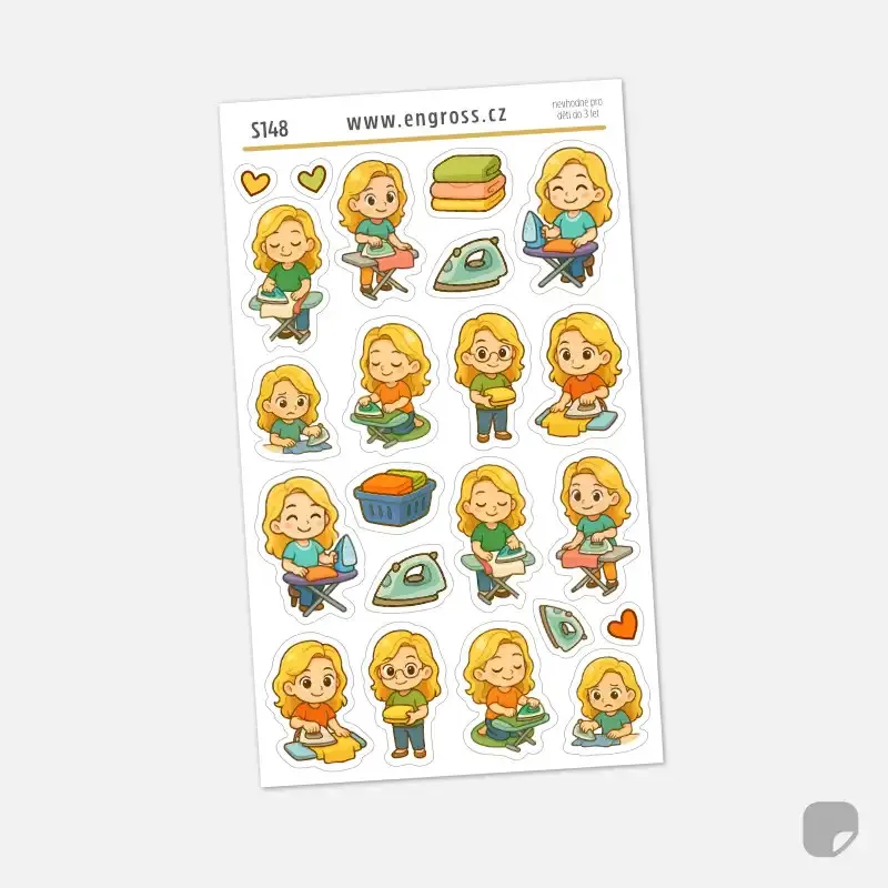 Samolepky do diáře na téma ručních prací - žehlení.