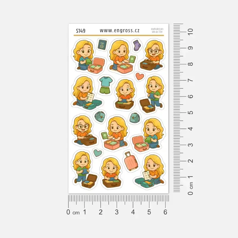 Malé nálepky do diáře - balení kufru na dovolenou.