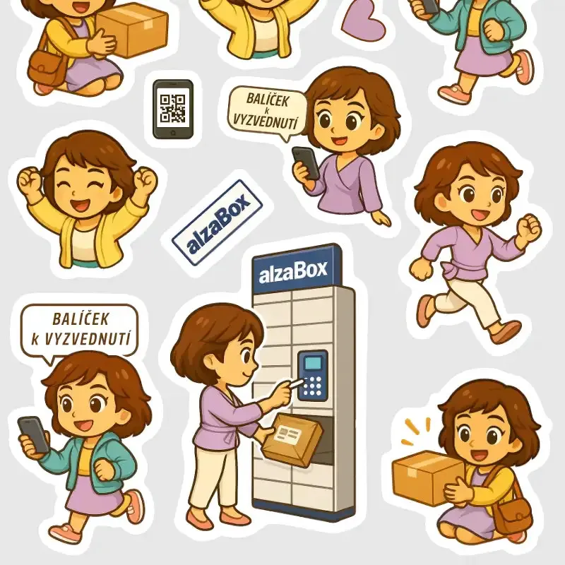 Sleduj své zásilky spolu s nálepkami Brunetka u AlzaBoxu.