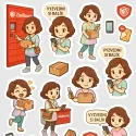 Samolepky do diáře Brunetka a balíček v Z-boxu Zásilkovny.