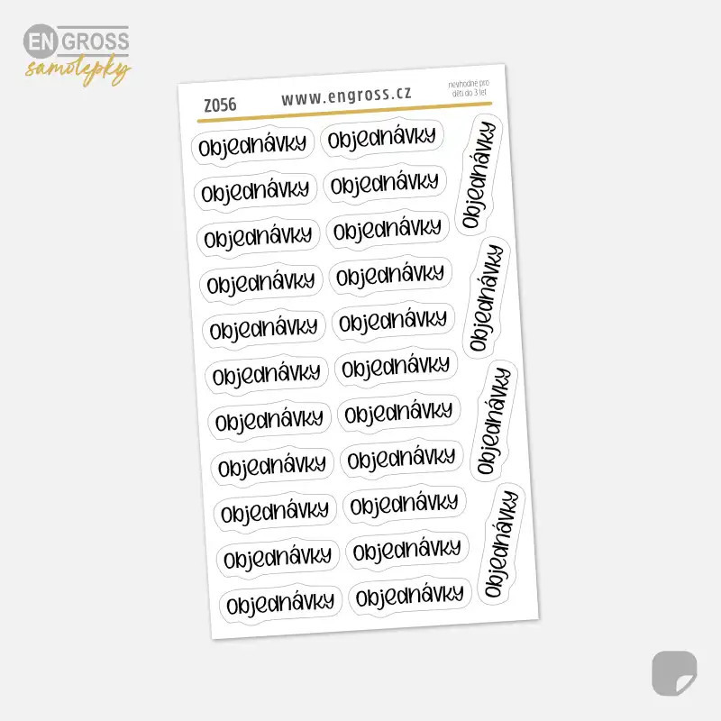 Textové samolepky pro plánování v diáři - OBJEDNÁVKY.