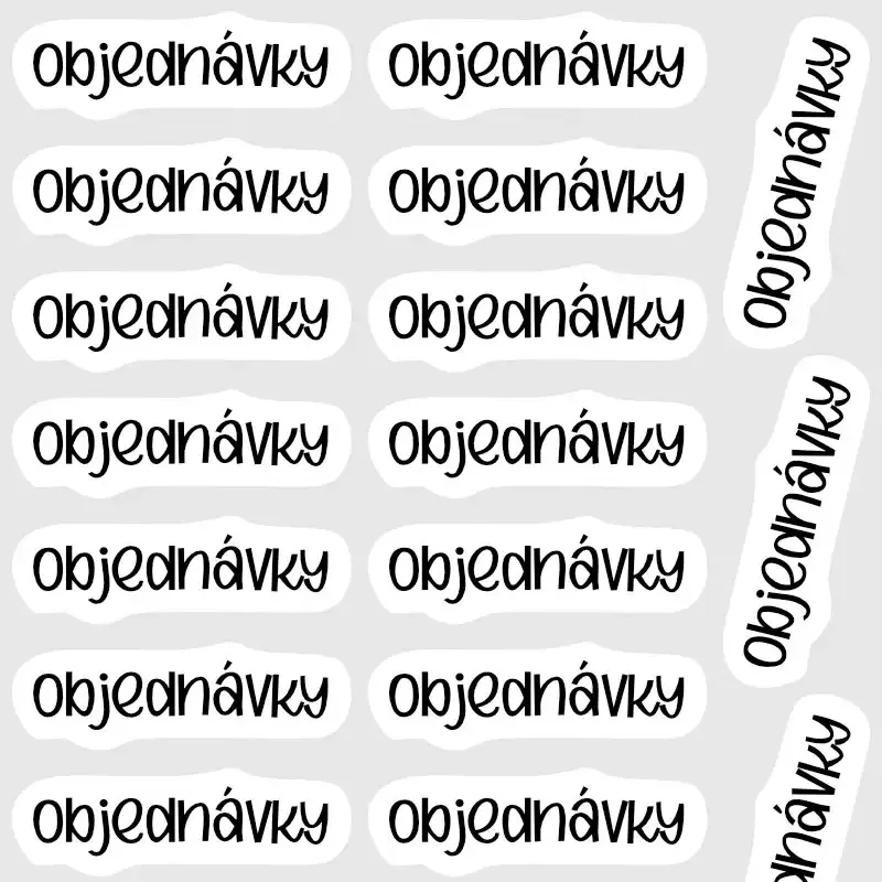Nálepky do diáře s tiskacím nápisem OBJEDNÁVKY.