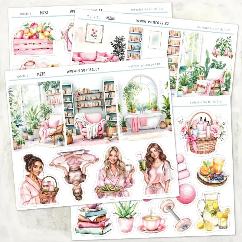 Kolekce samolepek zdravý životní styl