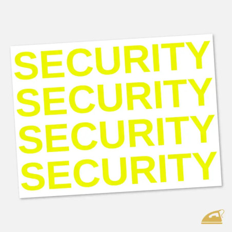 Neonový nažehlovací nápis SECURITY k domácímu nažehlení žehličkou - žlutý.