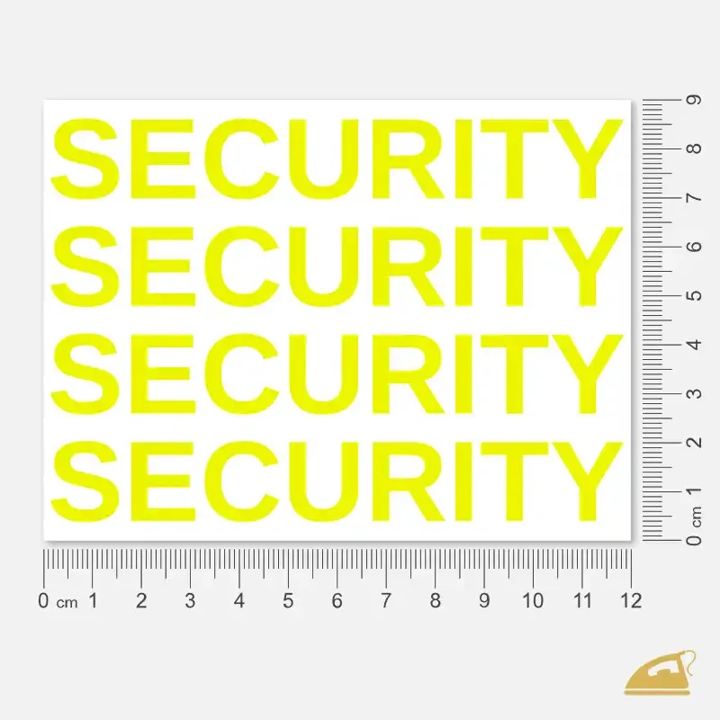 Nažehlovací nápis SECURITY - neonově žlutý.