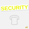 Neonově žlutý nažehlovací potisk na záda - SECURITY.