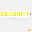 Nápis SECURITY - nažehlovačka na záda v neonově žluté barvě.
