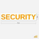 Nápis SECURITY - nažehlovačka na záda v neonově oranžové barvě.