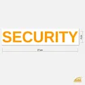 Nápis SECURITY - nažehlovačka na záda v neonově oranžové barvě.