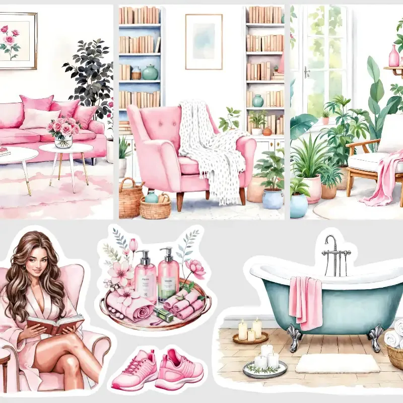 Nálepky pro plánování domácí relaxace.