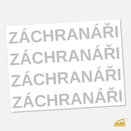 Reflexní nažehlovací nápis ZÁCHRANÁŘI na profesní oděvy.