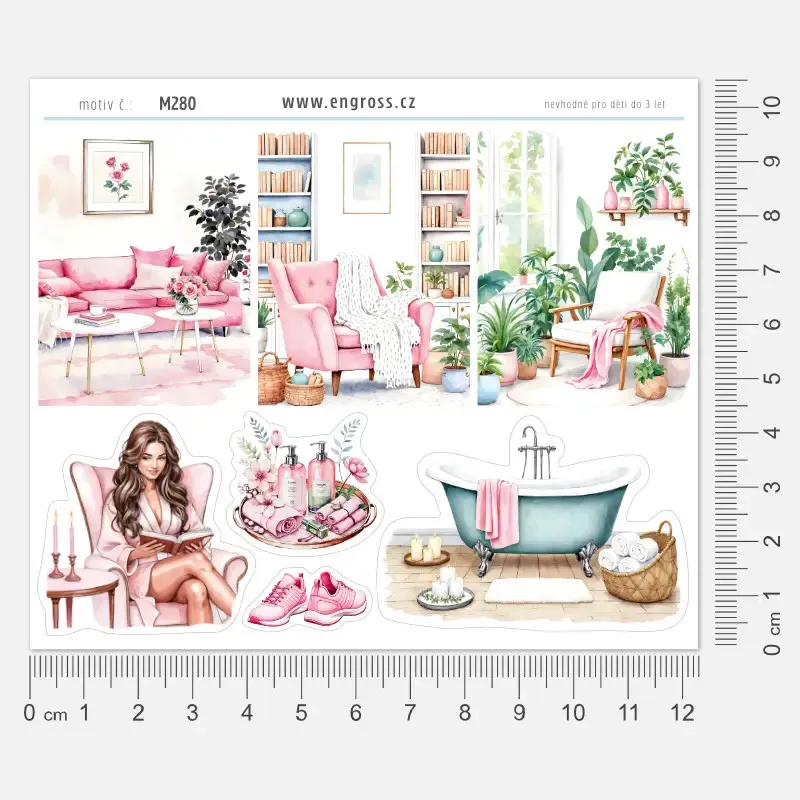 Samolepky na archu domácí klid a pohoda.