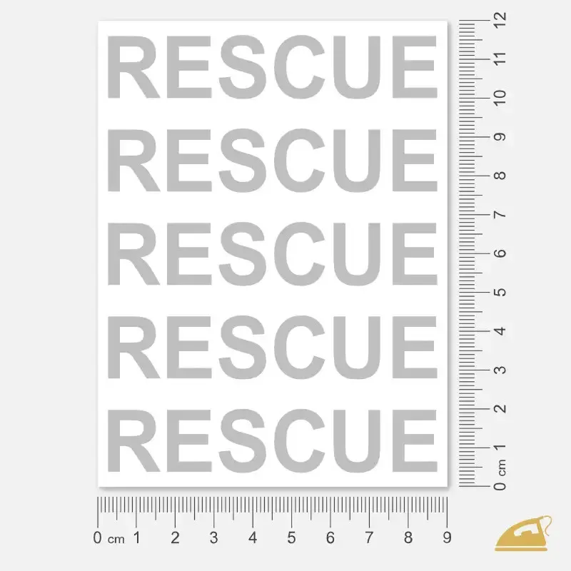 Mezinárodní reflexní nažehlovací potisk k nažehlení žehličkou - RESCUE.