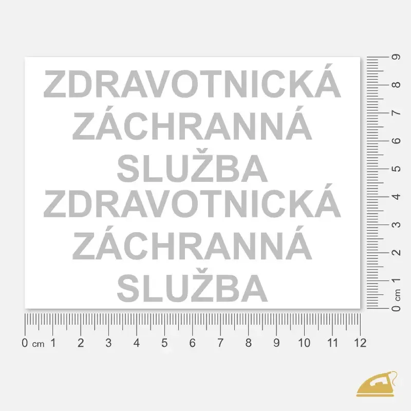 Reflexní nažehlovací potisk - nápis ZDRAVOTNICKÁ ZÁCHRANNÁ SLUŽBA.