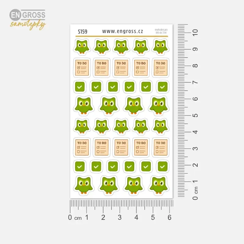 Samolepky pro plánování - ikonky k učení jazyků s aplikací Duolingo.