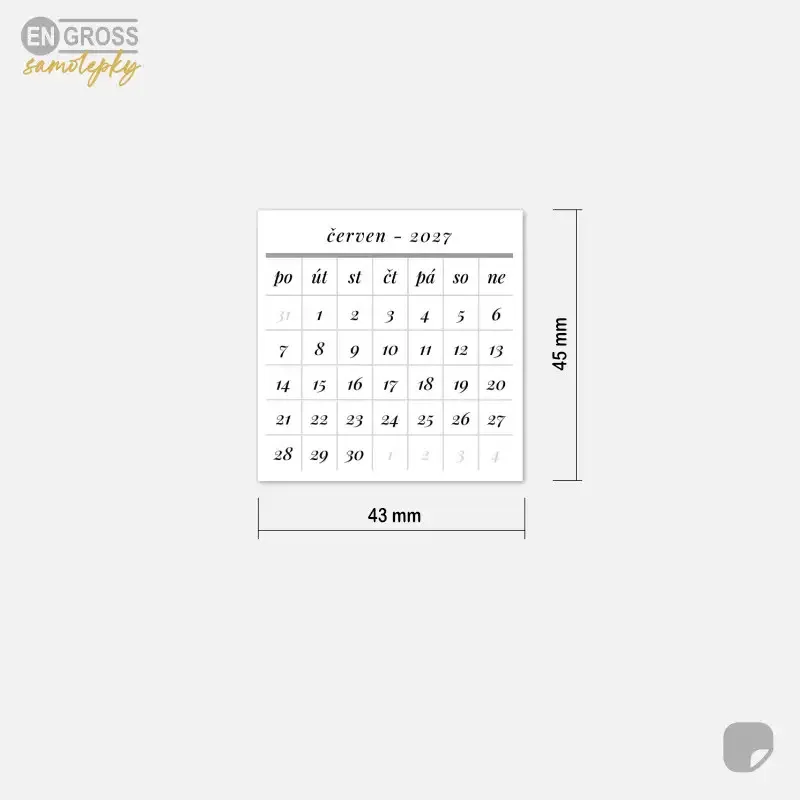 12 malých kalendářů do diáře na celý rok.