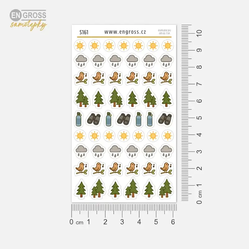 Aršík mininálepek pro plánování volných dní, túry, výletu do lesa nebo na hory.