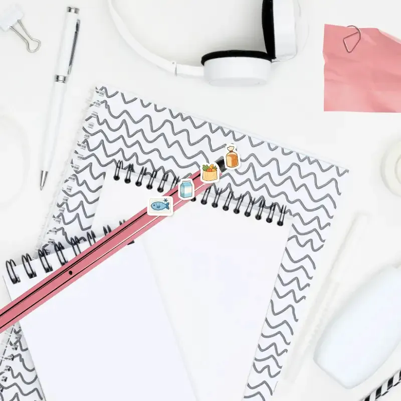 Malé samolepky pro plánování v diáři - potraviny a nakupování.