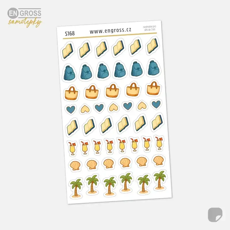 Letní mini samolepky – dovolená na pláži do diáře a BuJo
