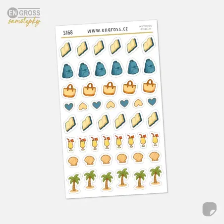 Letní mini samolepky – dovolená na pláži do diáře a BuJo