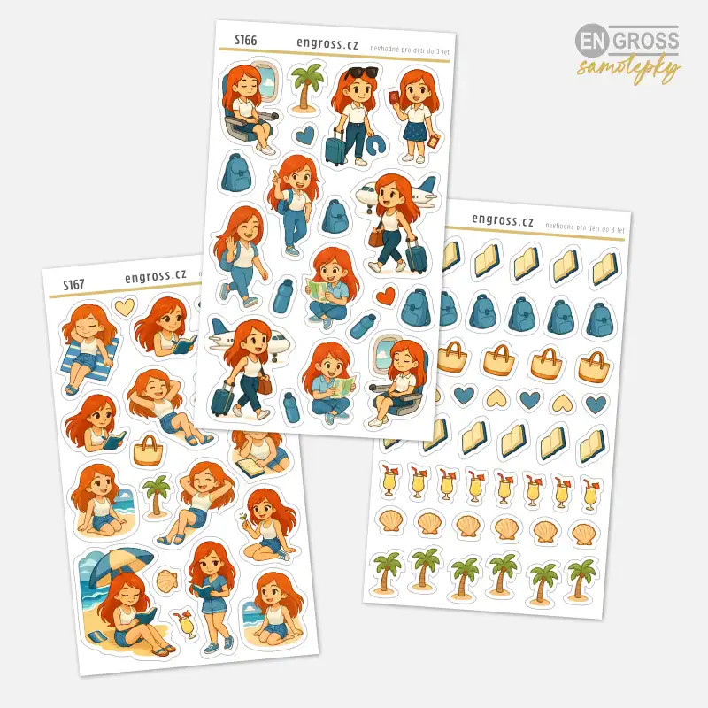Letní mini samolepky – dovolená na pláži do diáře a BuJo
