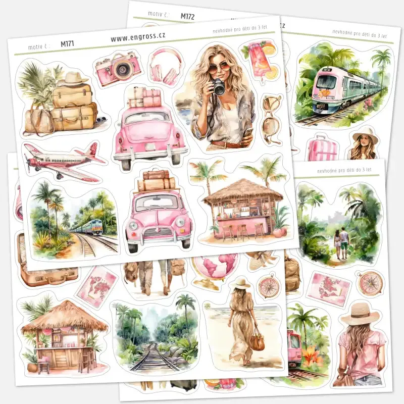 Sada cestovatelských samolepek pro plánování - Cesta do Thajska.