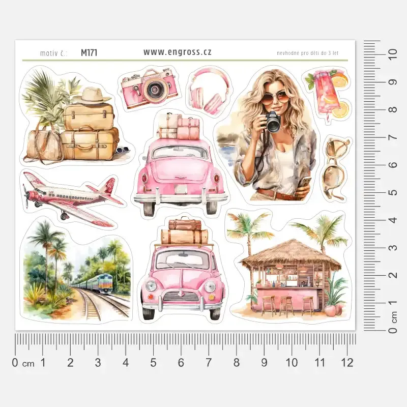 Samolepky plné romatiky, cestování a exotiky.