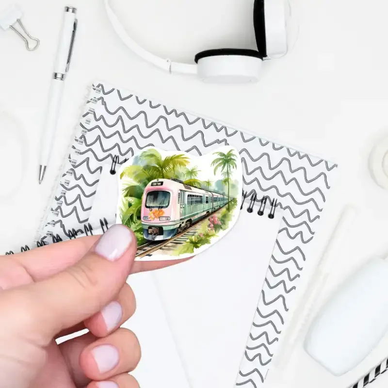 Samolepka vlak v tropech.