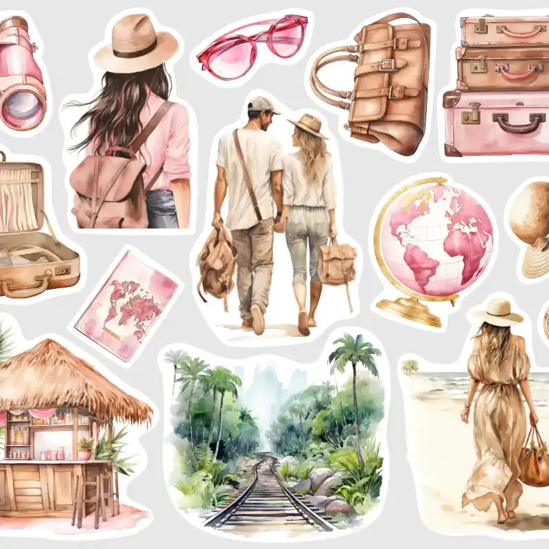 Samolepky pro plánování exotiské dovolené.