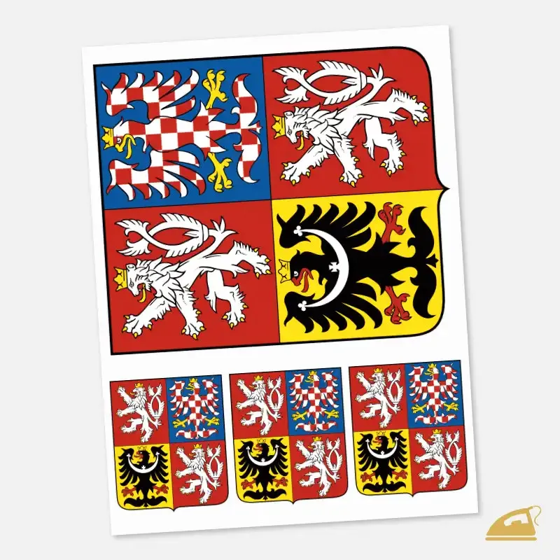 Nažehlovačka na textil Český státní znak - velký, 4 kusy.