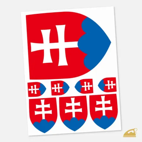 Nažehlovací potisk na textil slovenský státní znak.
