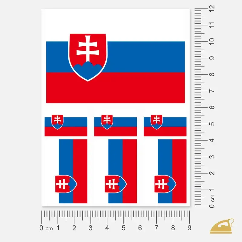 Nažehlovačky slovenské vlajky k domácímu nažehlení na textil - 7 ks.