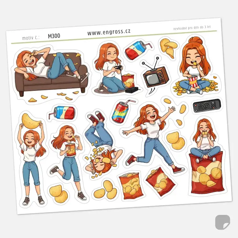 Samolepky Milujeme chipsy - do diáře a na scrapbooking.