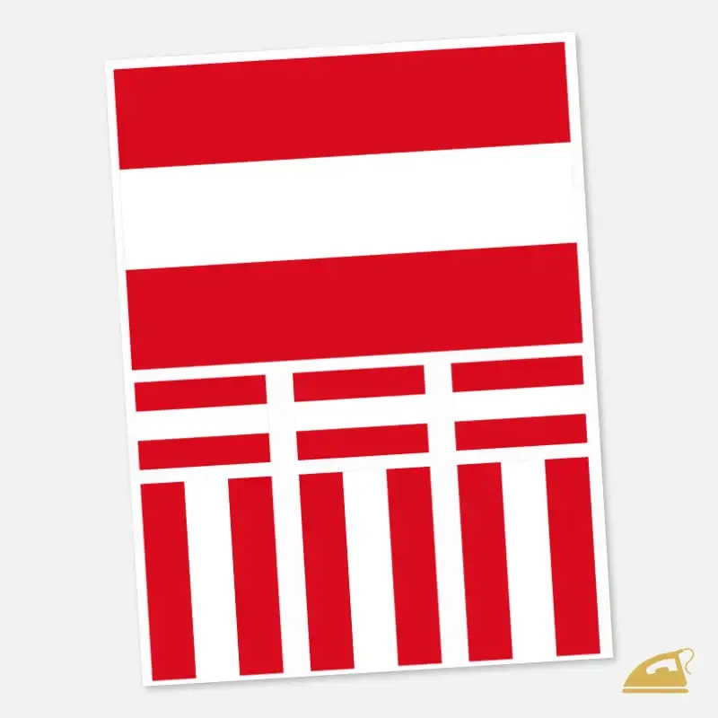 Nažehlovací potisk na textil - rakouská státní vlajka 7 ks.