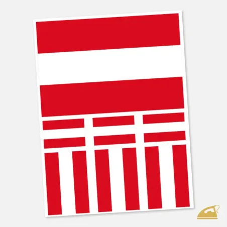 Nažehlovací potisk na textil - rakouská státní vlajka 7 ks.