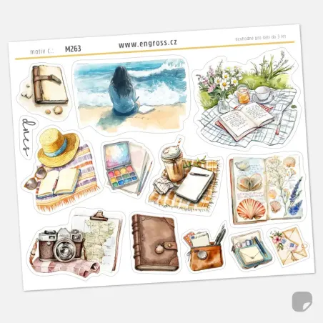 Samolepky na archu cestování s diářem