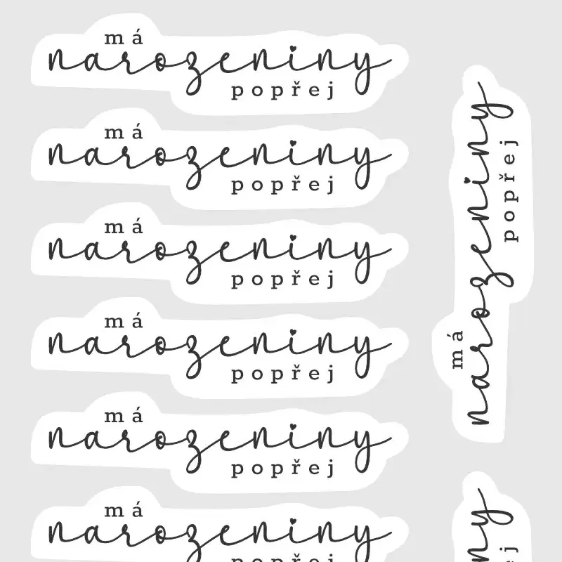 Textové samolepky do diáře pro plánování narozenin.