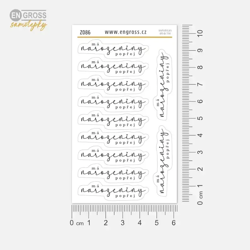 Nálepky do diáře s textem Má narozeniny, popřej.