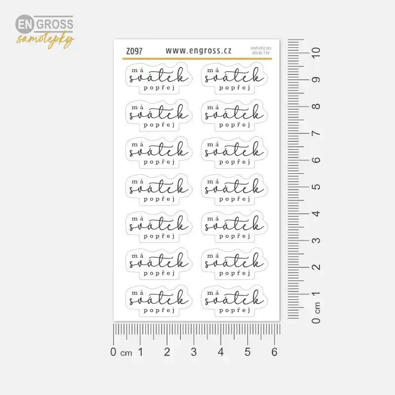Samolepky do diáře s textem: Má svátek, popřej.