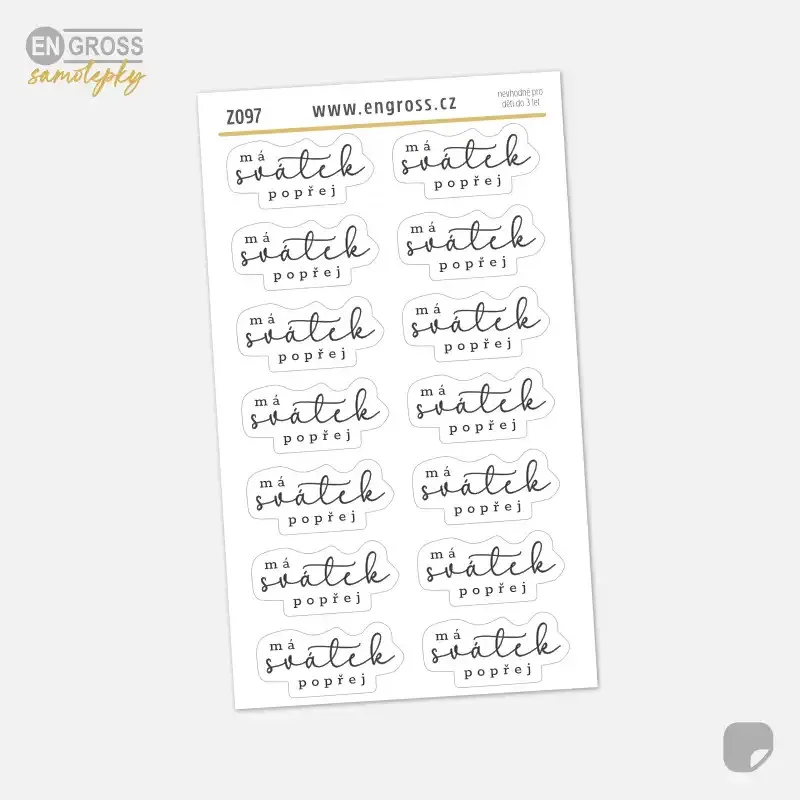 Textové samolepky do diáře - Má svátek, popřej.